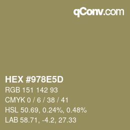 Color code: HEX #978E5D | qconv.com