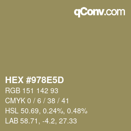 カラーコード: HEX #978E5D | qconv.com