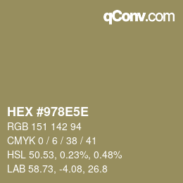 Color code: HEX #978E5E | qconv.com