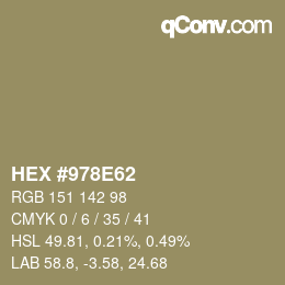 Color code: HEX #978E62 | qconv.com