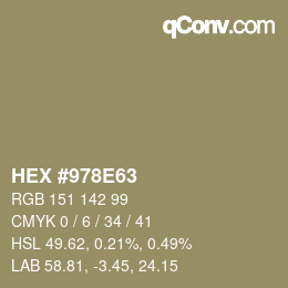 颜色代码: HEX #978E63 | qconv.com