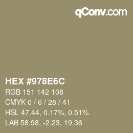 カラーコード: HEX #978E6C | qconv.com