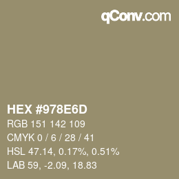 カラーコード: HEX #978E6D | qconv.com