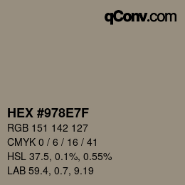 Farbcode: HEX #978E7F | qconv.com