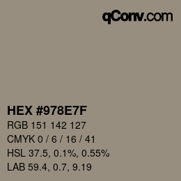 カラーコード: HEX #978E7F | qconv.com