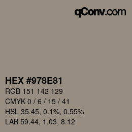 カラーコード: HEX #978E81 | qconv.com