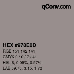 Color code: HEX #978E8D | qconv.com