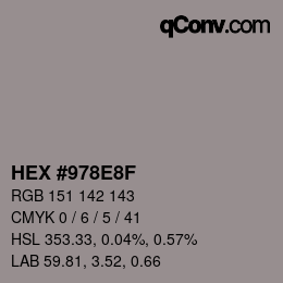 Color code: HEX #978E8F | qconv.com