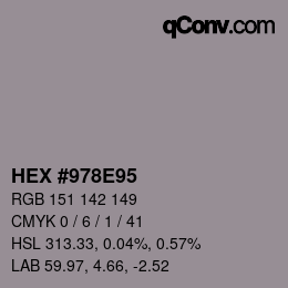 颜色代码: HEX #978E95 | qconv.com