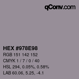カラーコード: HEX #978E98 | qconv.com