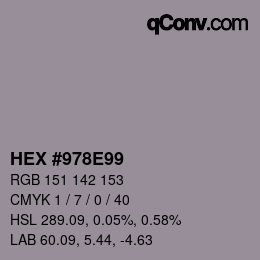 カラーコード: HEX #978E99 | qconv.com