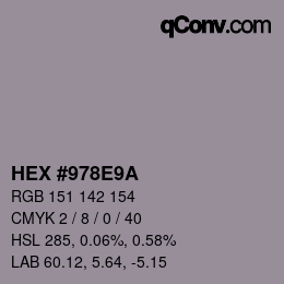 カラーコード: HEX #978E9A | qconv.com