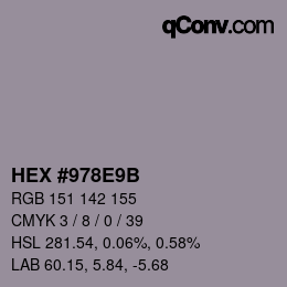 颜色代码: HEX #978E9B | qconv.com