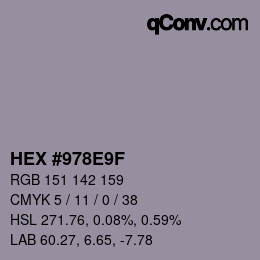 Color code: HEX #978E9F | qconv.com