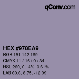 Color code: HEX #978EA9 | qconv.com