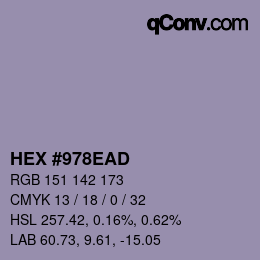 カラーコード: HEX #978EAD | qconv.com