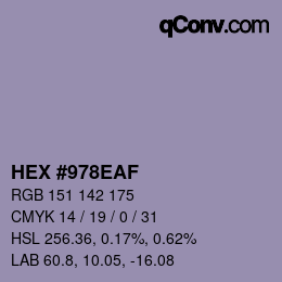 颜色代码: HEX #978EAF | qconv.com
