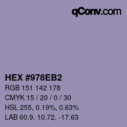 Color code: HEX #978EB2 | qconv.com