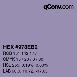 Color code: HEX #978EB2 | qconv.com