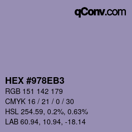カラーコード: HEX #978EB3 | qconv.com