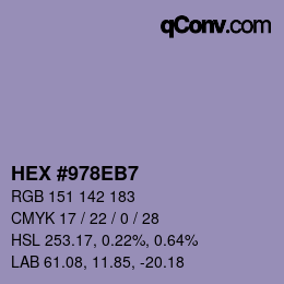 Color code: HEX #978EB7 | qconv.com
