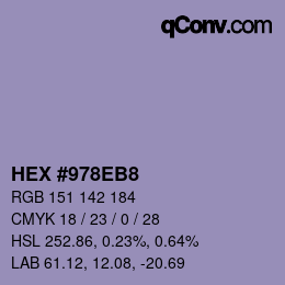 Color code: HEX #978EB8 | qconv.com