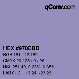 カラーコード: HEX #978EBD | qconv.com