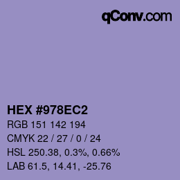 Farbcode: HEX #978EC2 | qconv.com