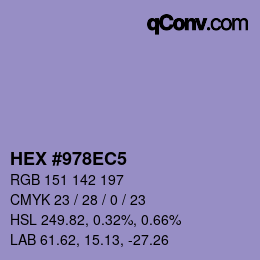 カラーコード: HEX #978EC5 | qconv.com
