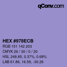 カラーコード: HEX #978ECB | qconv.com