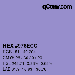Color code: HEX #978ECC | qconv.com