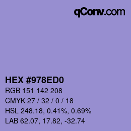 カラーコード: HEX #978ED0 | qconv.com