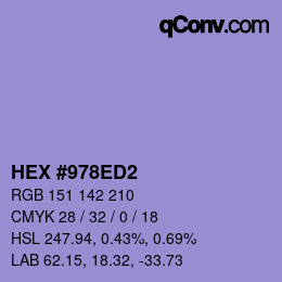 Color code: HEX #978ED2 | qconv.com