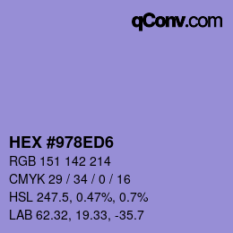 カラーコード: HEX #978ED6 | qconv.com
