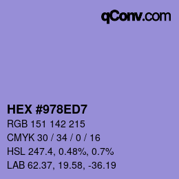 颜色代码: HEX #978ED7 | qconv.com
