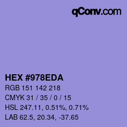 Color code: HEX #978EDA | qconv.com