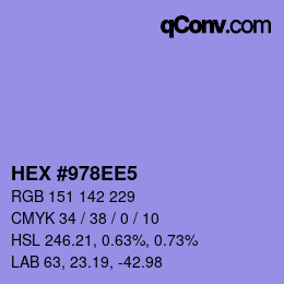 Color code: HEX #978EE5 | qconv.com