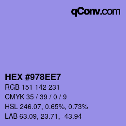 カラーコード: HEX #978EE7 | qconv.com