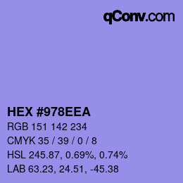 カラーコード: HEX #978EEA | qconv.com