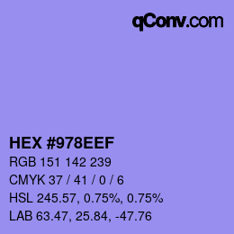 カラーコード: HEX #978EEF | qconv.com