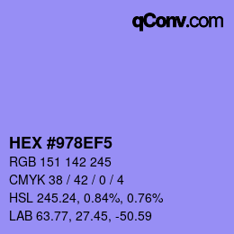 Color code: HEX #978EF5 | qconv.com