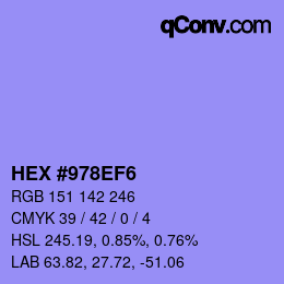 颜色代码: HEX #978EF6 | qconv.com