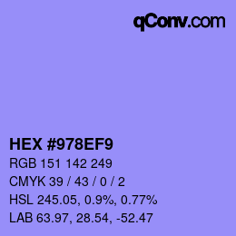 カラーコード: HEX #978EF9 | qconv.com