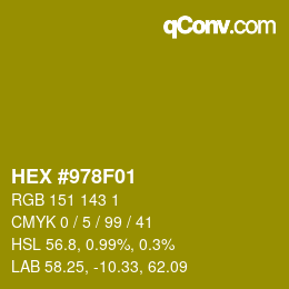 カラーコード: HEX #978F01 | qconv.com