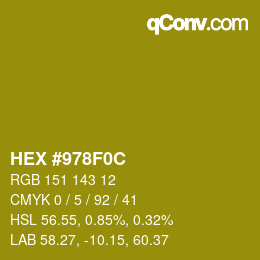 颜色代码: HEX #978F0C | qconv.com