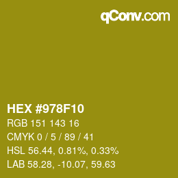 カラーコード: HEX #978F10 | qconv.com