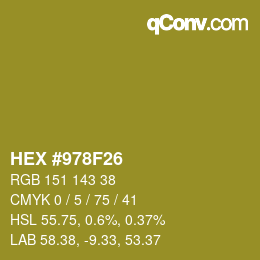 颜色代码: HEX #978F26 | qconv.com