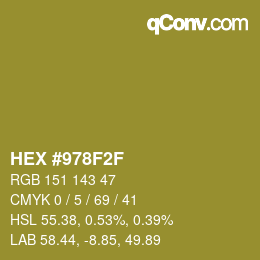 カラーコード: HEX #978F2F | qconv.com