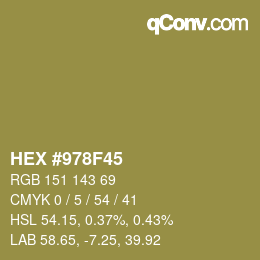 颜色代码: HEX #978F45 | qconv.com