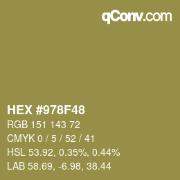 カラーコード: HEX #978F48 | qconv.com